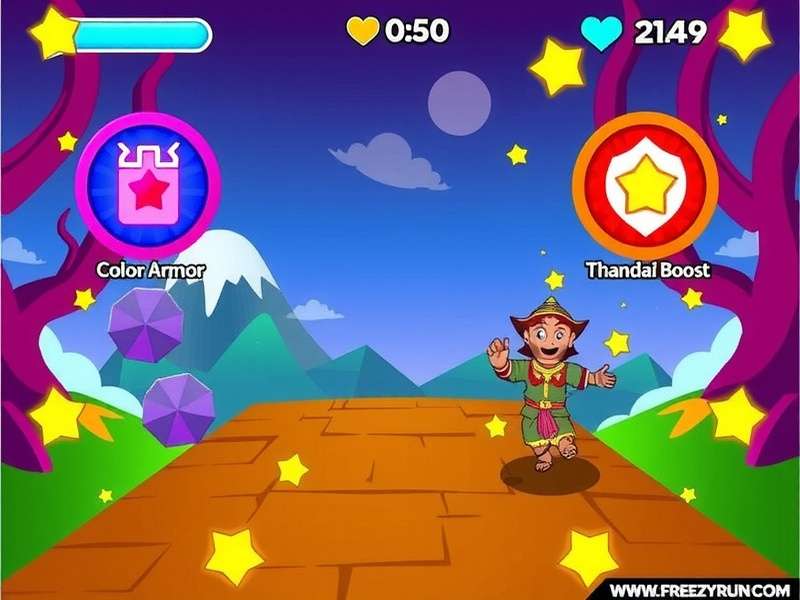 Holi Frenzy Run Power-Ups Collection Holi Frenzy Run power-ups including Color Armor and Thandai Boost displayed in a colorful interface